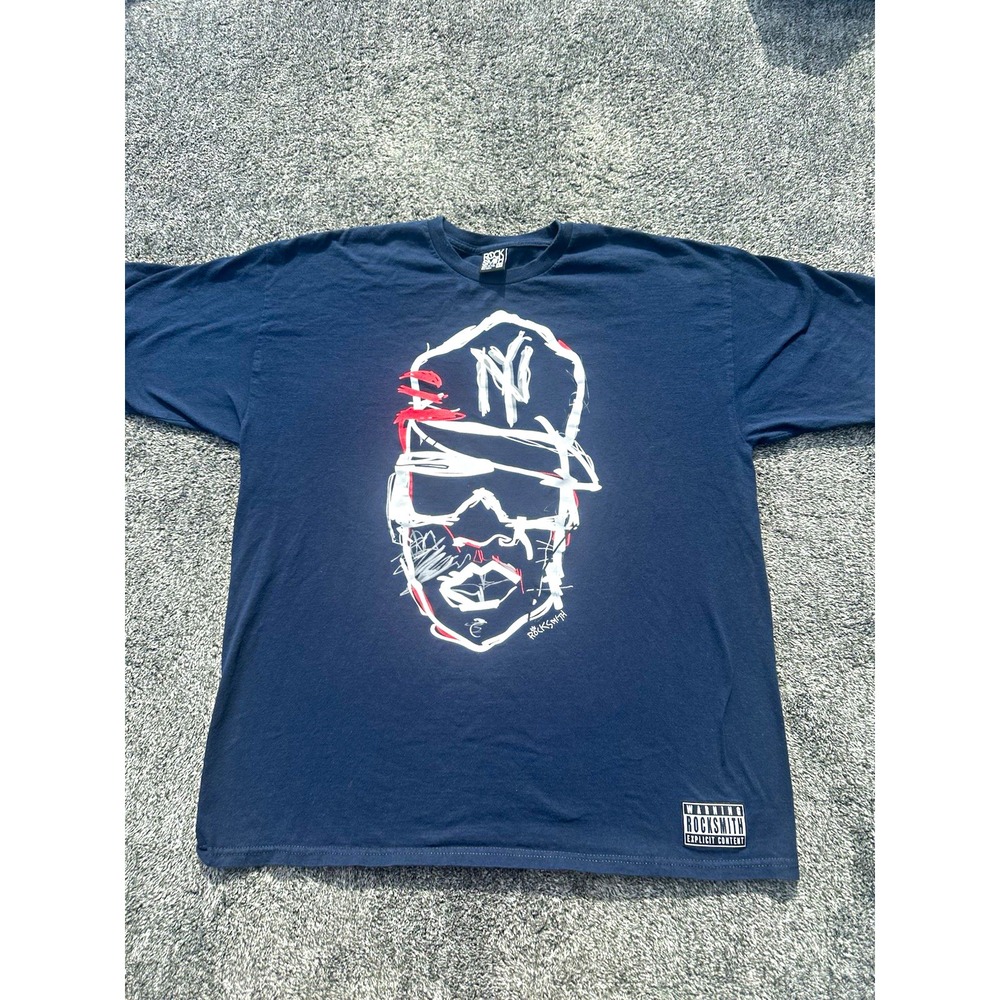 Rock Smith Mens XL T Shirt Made USA Navy Hip Hop Streetwear Graphic Tee